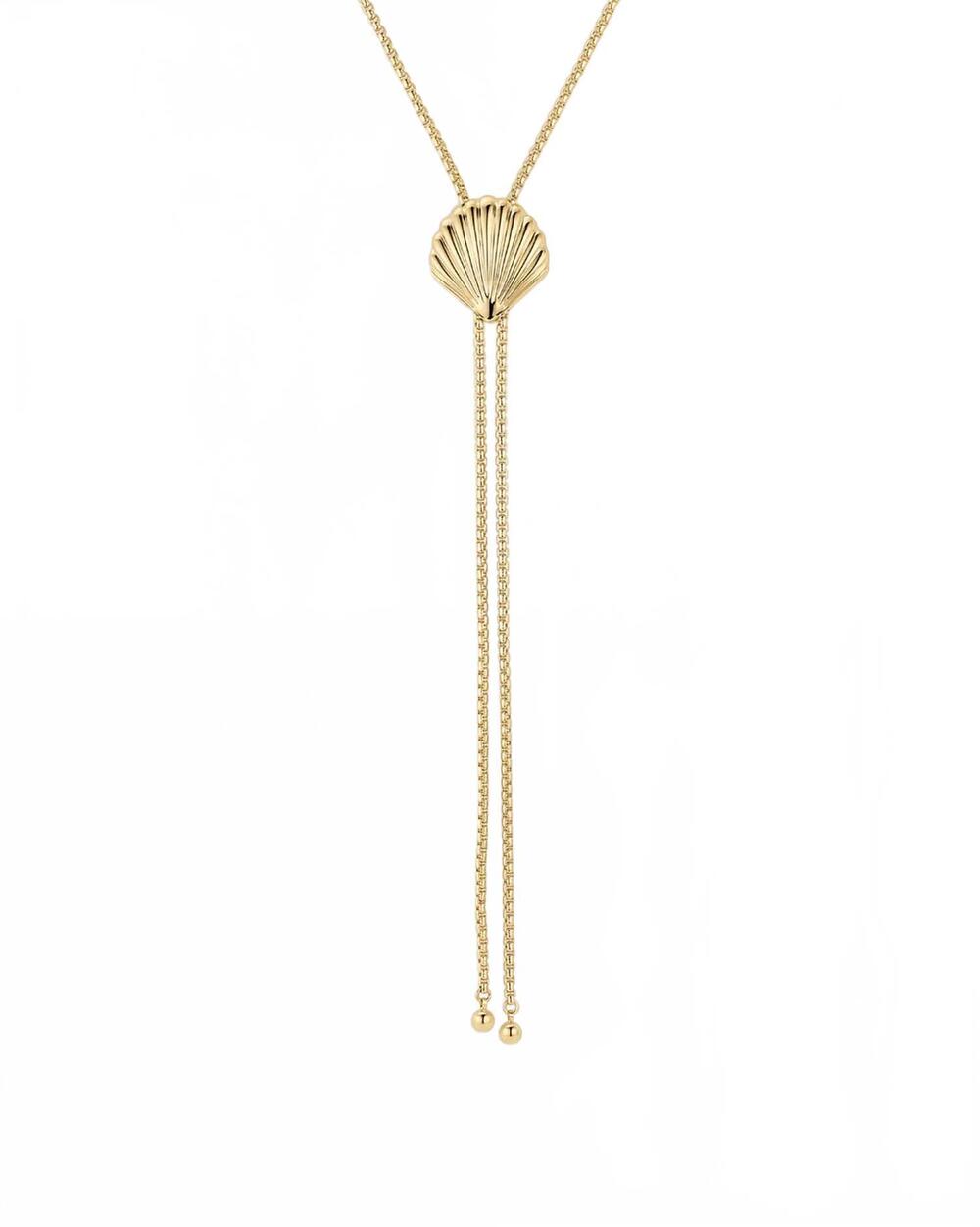 NEW GORJANA women's scallop bolo necklace in gold
